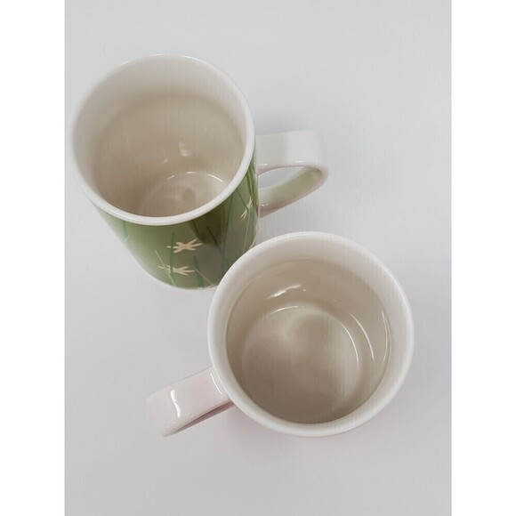 STARBUCKS SET OF TWO COFFEE MUGS 2004 MEADOW SERIES PINK AND GREEN HIS & HERS - Picture 5 of 11